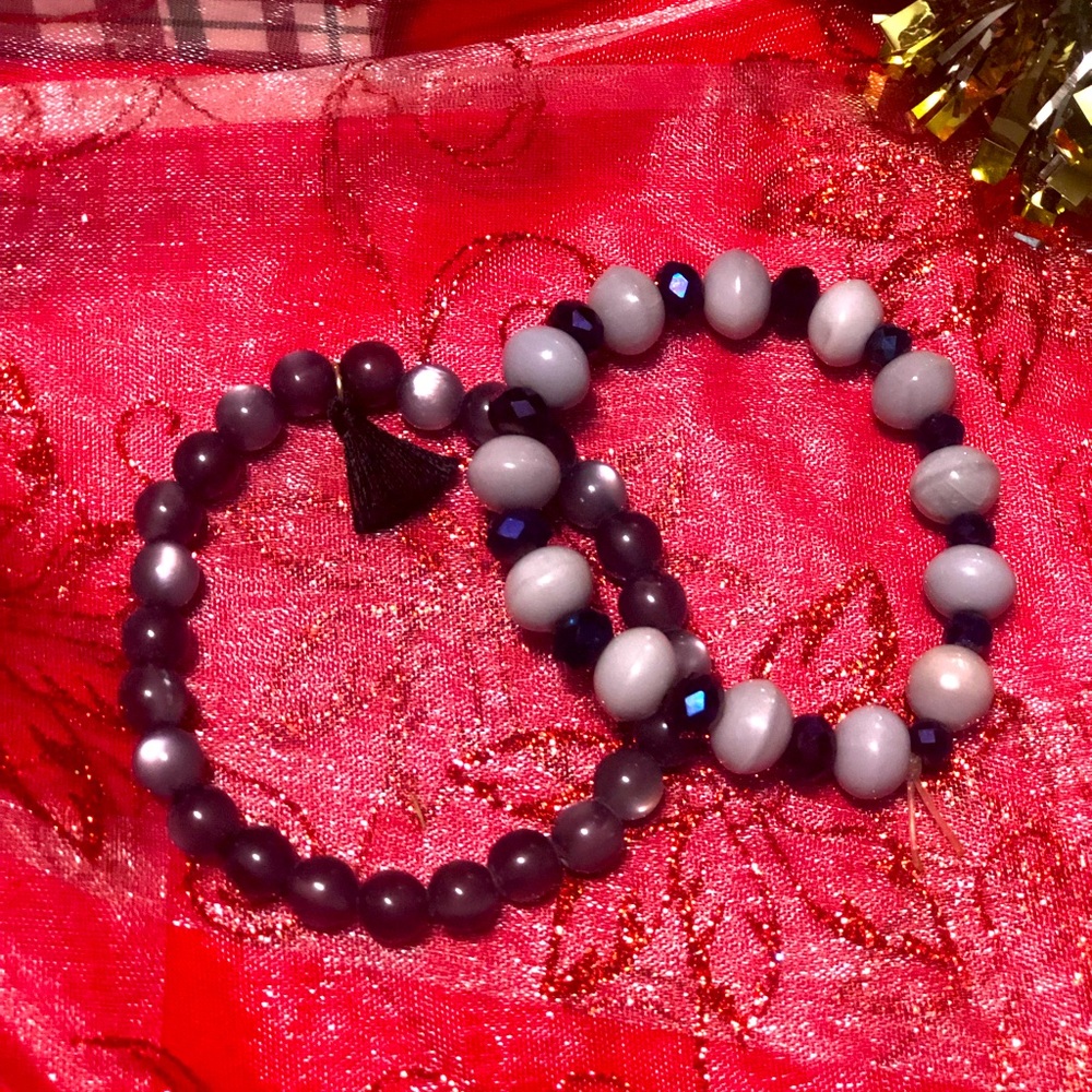 Handcrafted beaded bracelet set of 2